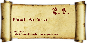 Mándi Valéria névjegykártya